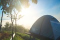 Landscape,ÃâÃâÃâÃÂ tourist tent in forest camp , Royalty Free Stock Photo